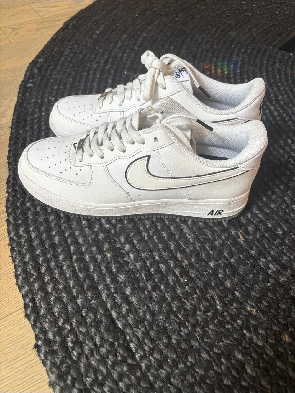 Nike White Low-Top Leather Sneakers with Black Swoosh - Picture 3 of 5